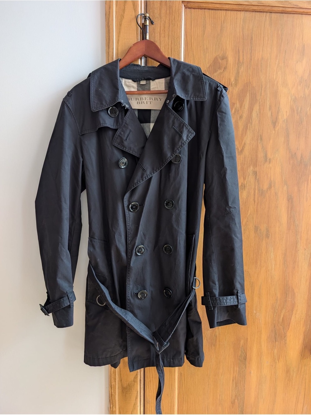 Burberry Brit Men's Black Double-Breasted Trench Coat